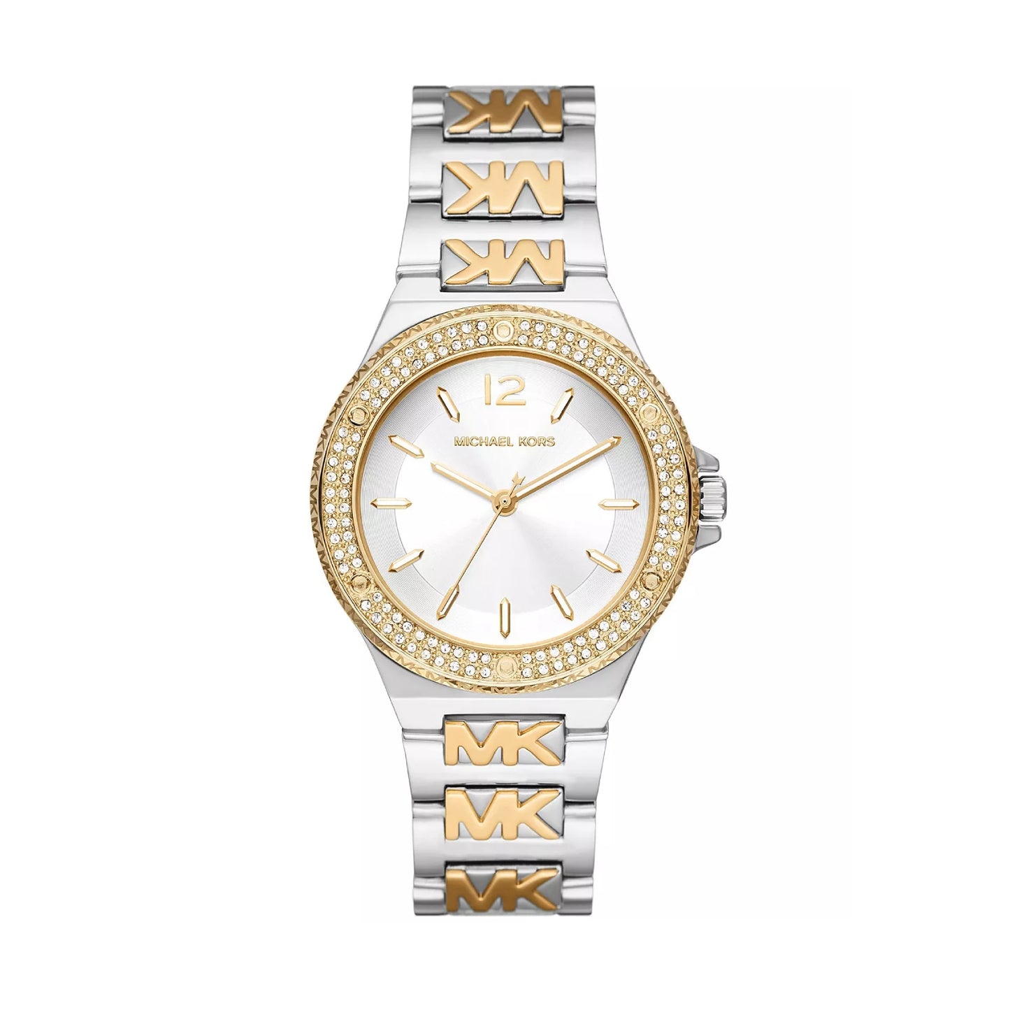 Reloj de pulsera de dos tonos con tres manecillas y esfera blanca de Michael Kors Lennox para mujer de 37 mm