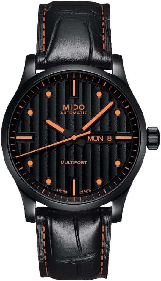 Mido Multifort Men's 25mm Automatic Leather Strap Watch - Black