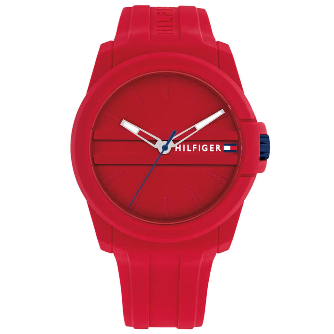 Reloj para hombre Tommy Hilfiger Austin con correa de tres manecillas de 44 mm, color rojo