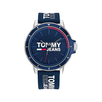 Tommy Hilfiger Navy Silicone Men's 44mm Quartz Strap Watch - Blue