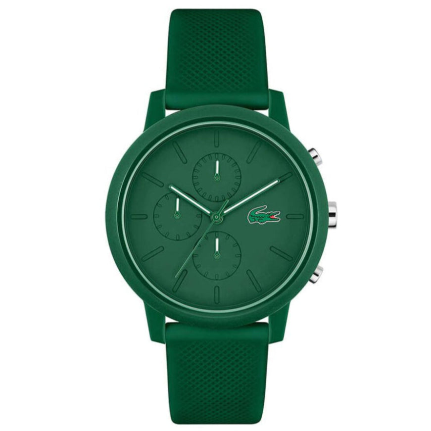 Reloj Lacoste 12.12 Chrono para hombre, correa de cuarzo de 43 mm, silicona verde