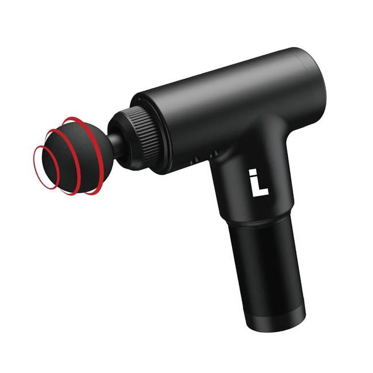 Pistola de masaje inalámbrica Life Authentics con 4 cabezales de masaje, color negro