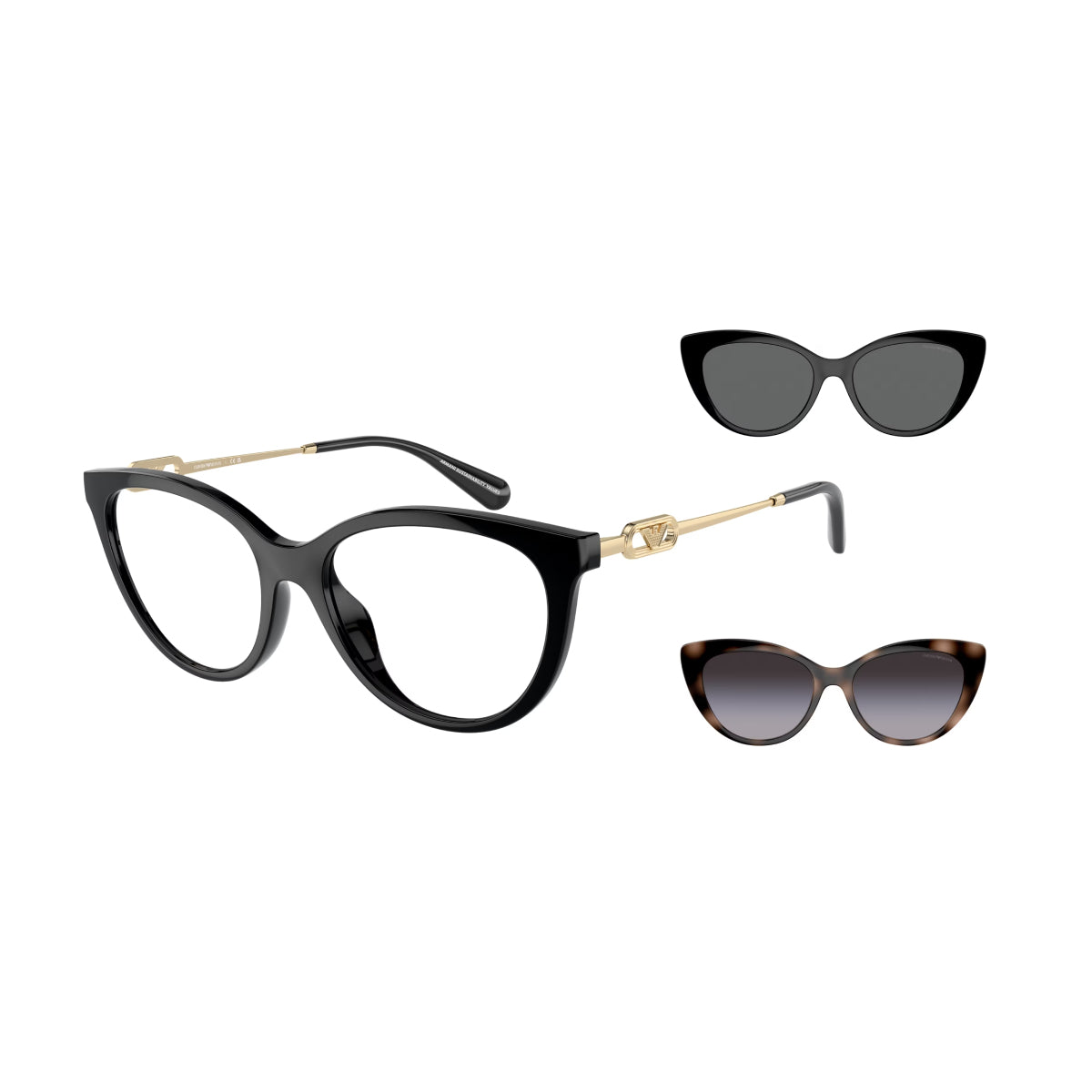 Emporio Armani Women's EA4213U Cat Eye Clip-On Sunglasses - Shiny Black