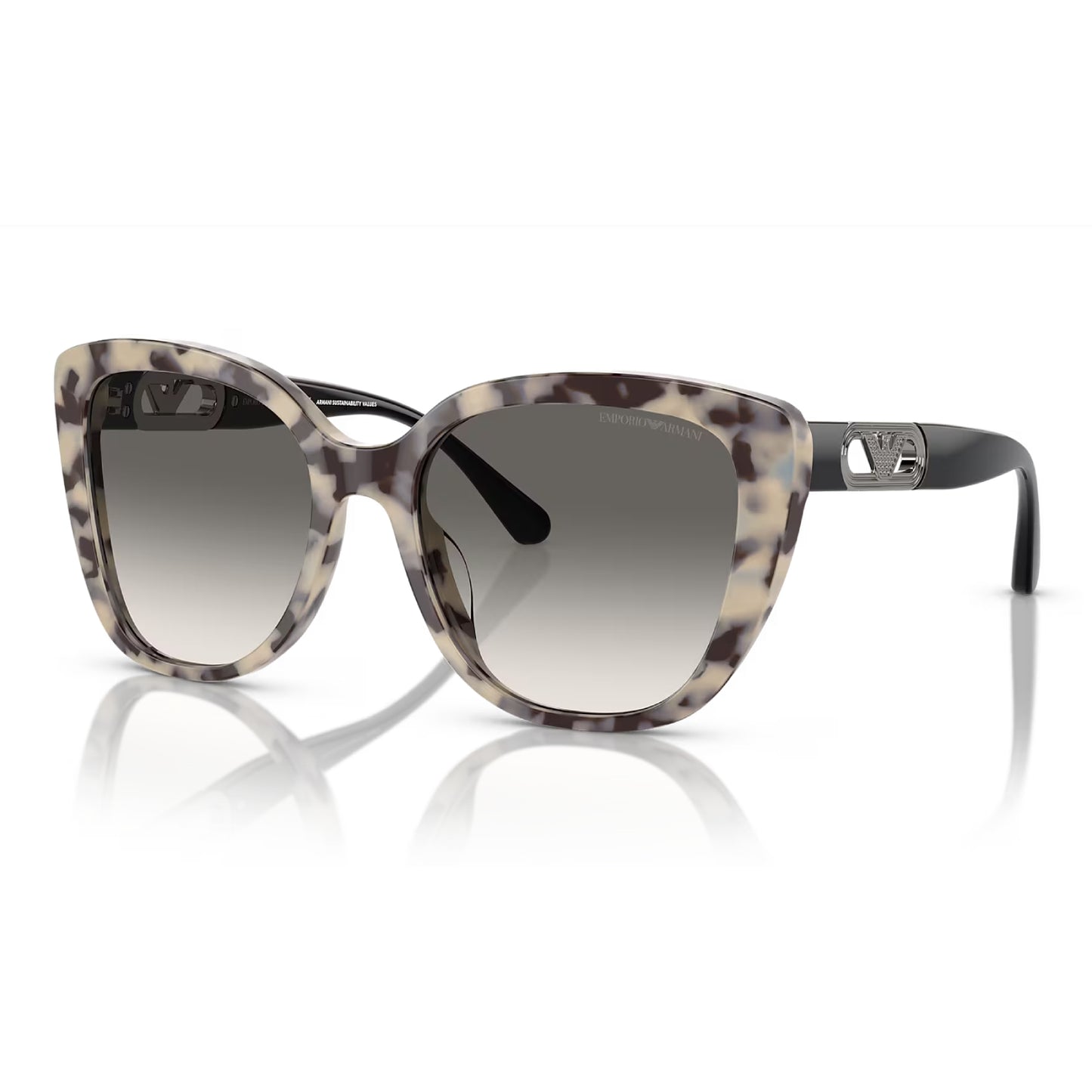 Gafas de sol con degradado de mariposa EA4214U para mujer de Emporio Armani: degradado de color crema/gris habano brillante