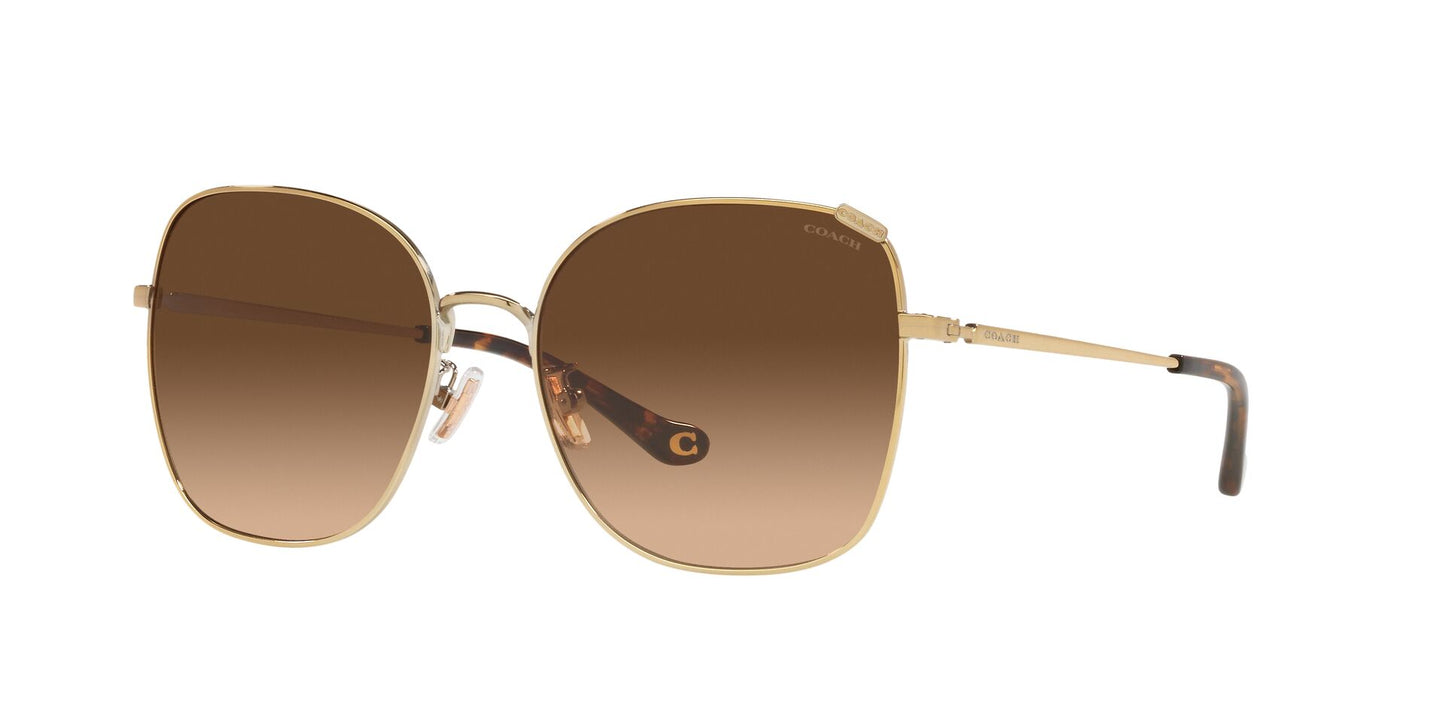 Coach Woman Shiny Light Gold Sunglasses - Dark Brown Gradient