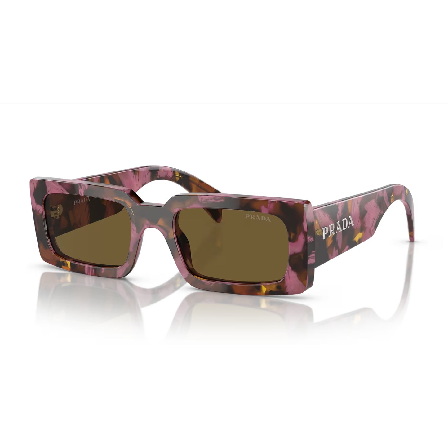Gafas de sol rectangulares de color liso PRA07S para mujer de Prada: caoba/marrón oscuro