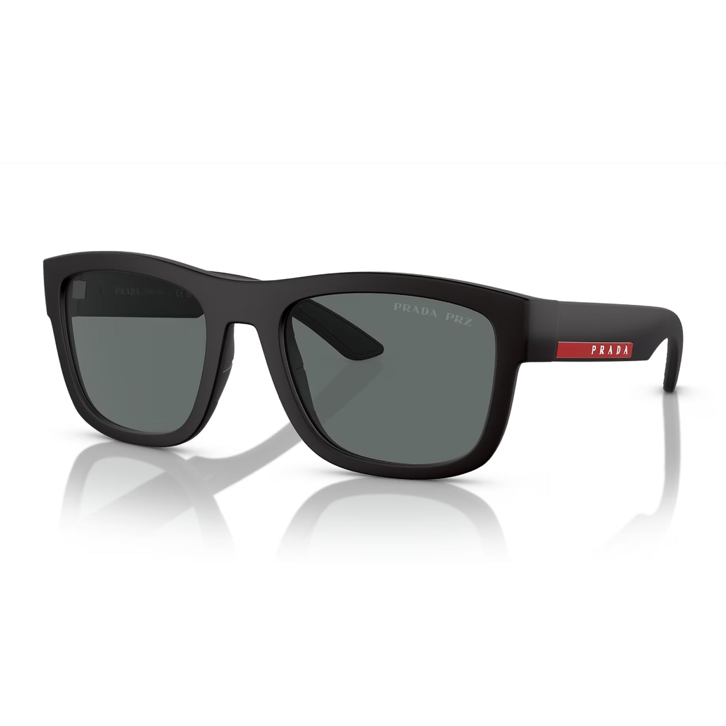 Gafas de sol Prada Linea Rossa PS01ZS Pillow de color liso para hombre - Caucho negro/polar gris oscuro