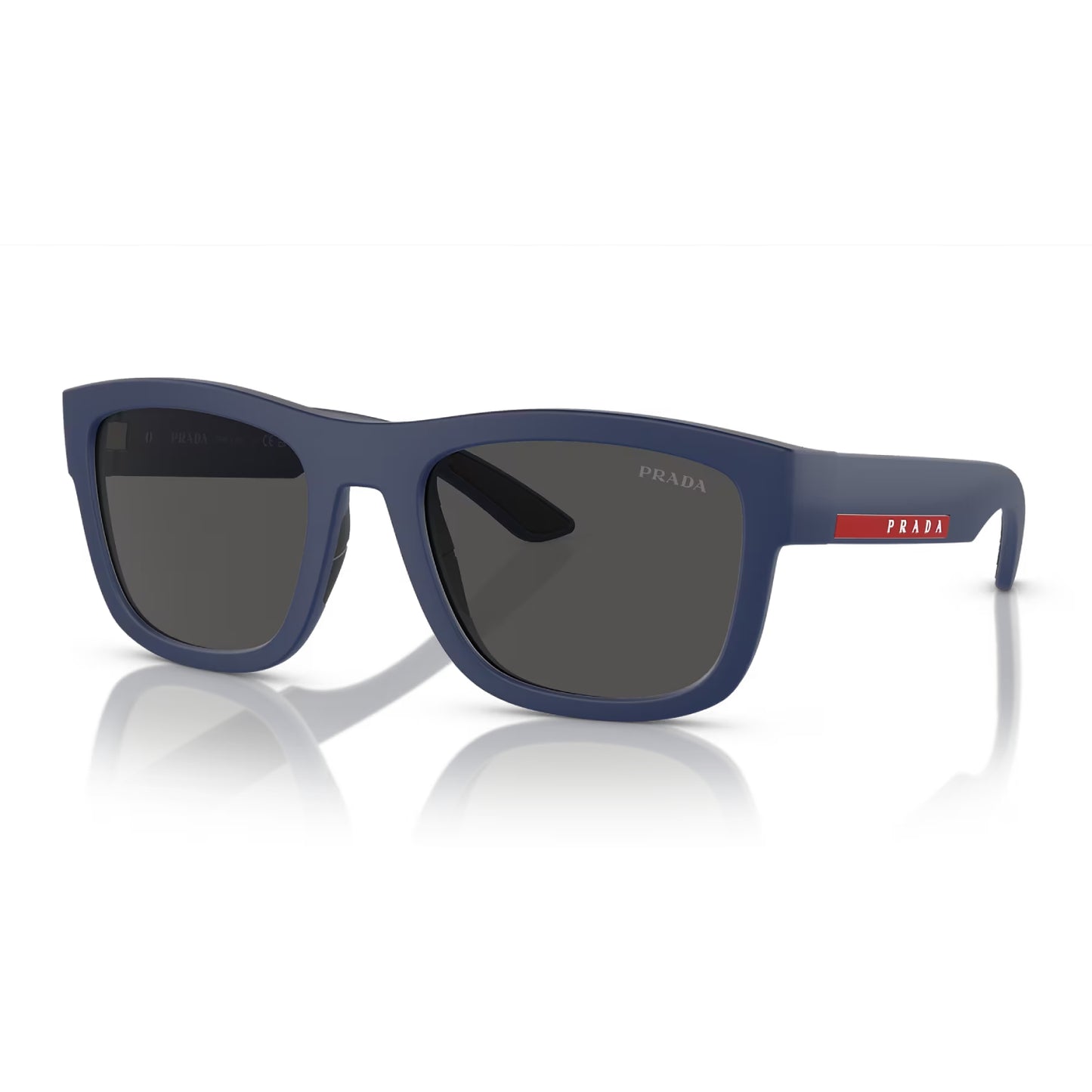 Gafas de sol Prada Linea Rossa PS01ZS Pillow de color liso para hombre - Caucho azul/gris oscuro