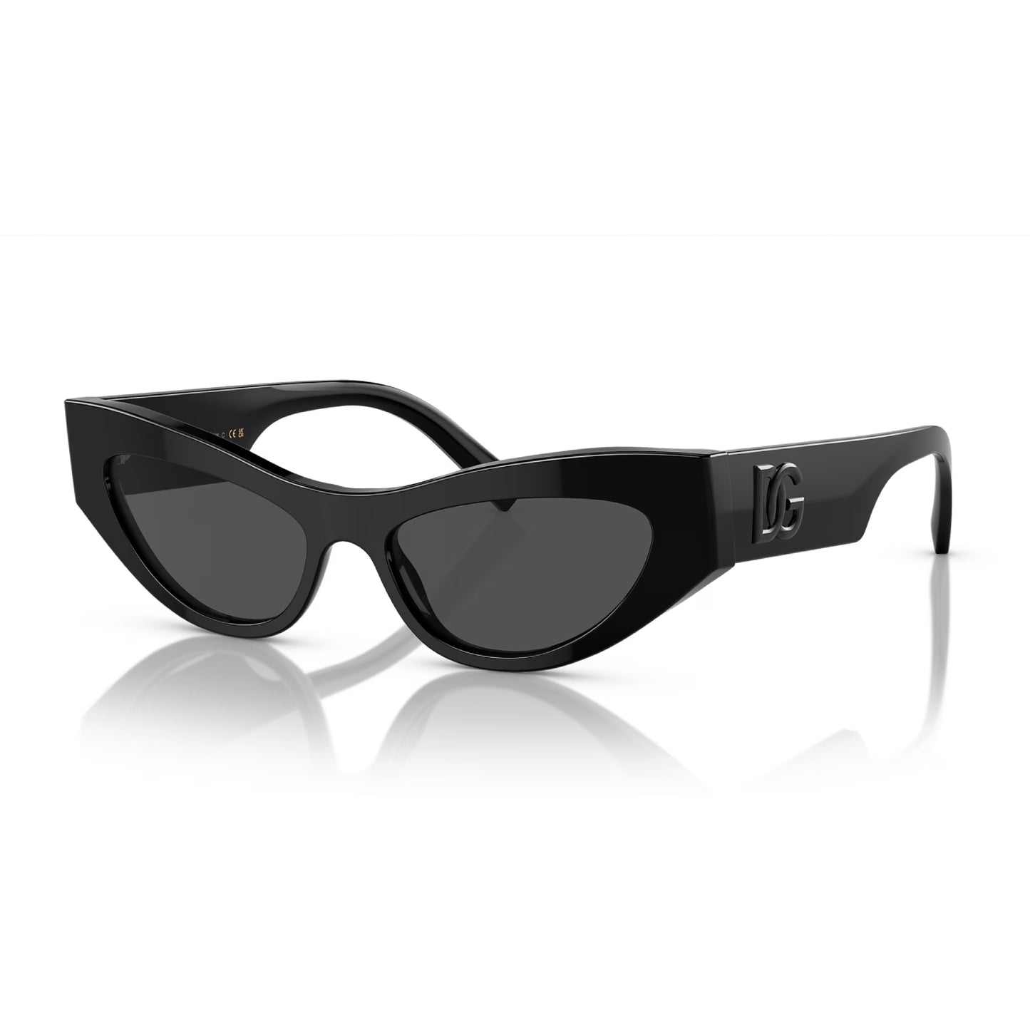 Gafas de sol de color liso con forma de ojo de gato DG4450 de Dolce & Gabanna para mujer: negro/gris oscuro