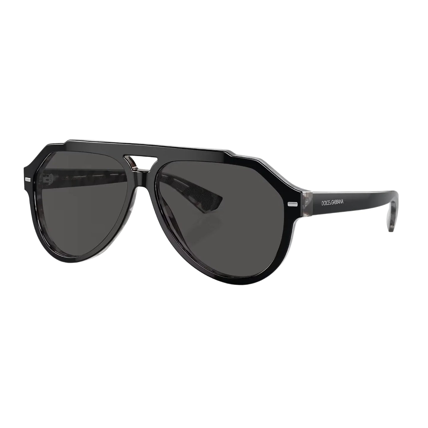Dolce & Gabanna Men's DG4452 Pilot Solid Color Sunglasses - Black On Gray Havana/Dark Gray