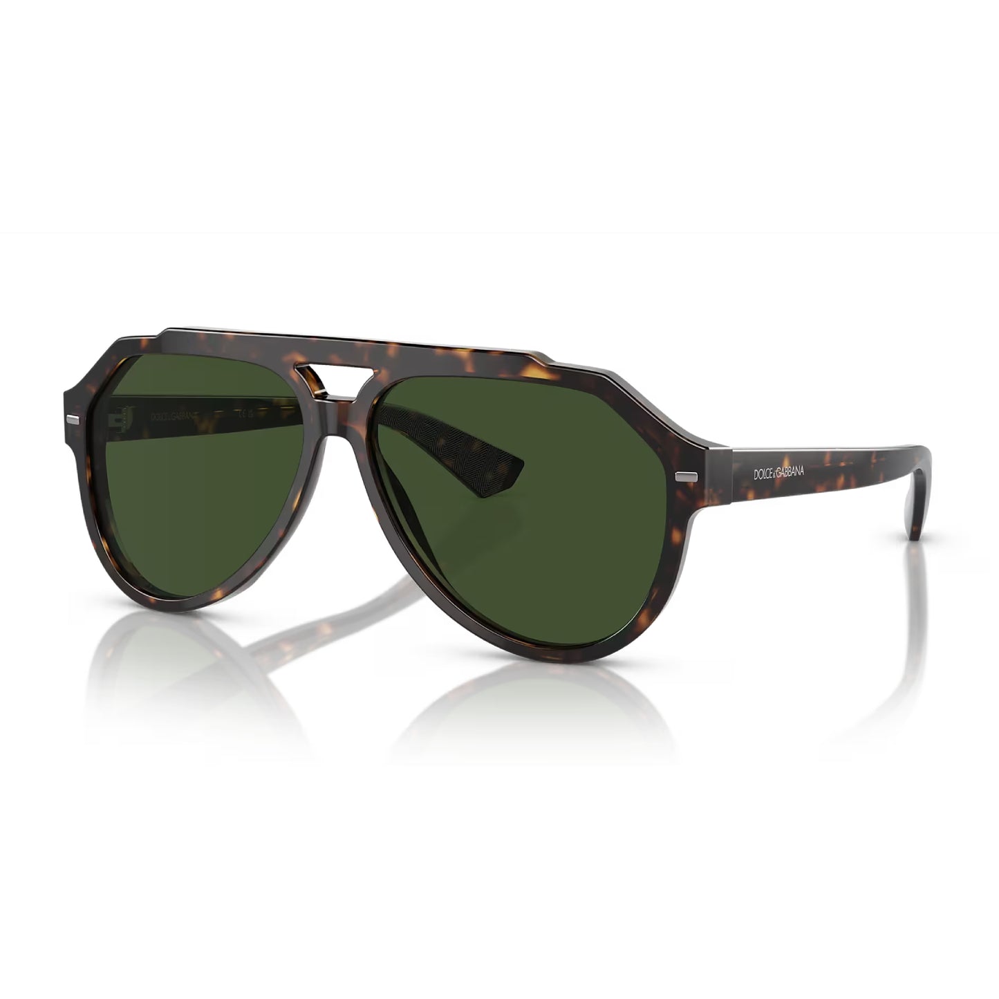 Gafas de sol de color liso estilo piloto DG4452 de Dolce & Gabanna para hombre: color habana/verde oscuro