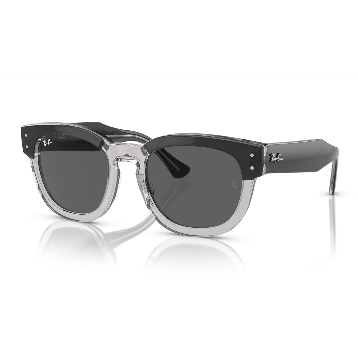 Ray-Ban Mega Hawkeye Unisex RB0298S Square Gradient Sunglasses - Polished Dark Gray on Transparent Gray/Gray