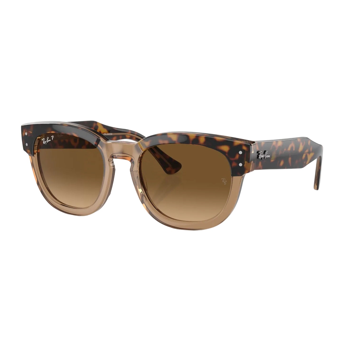 Gafas de sol unisex Ray-Ban Mega Hawkeye RB0298S con degradado cuadrado: habana pulida sobre marrón transparente/marrón