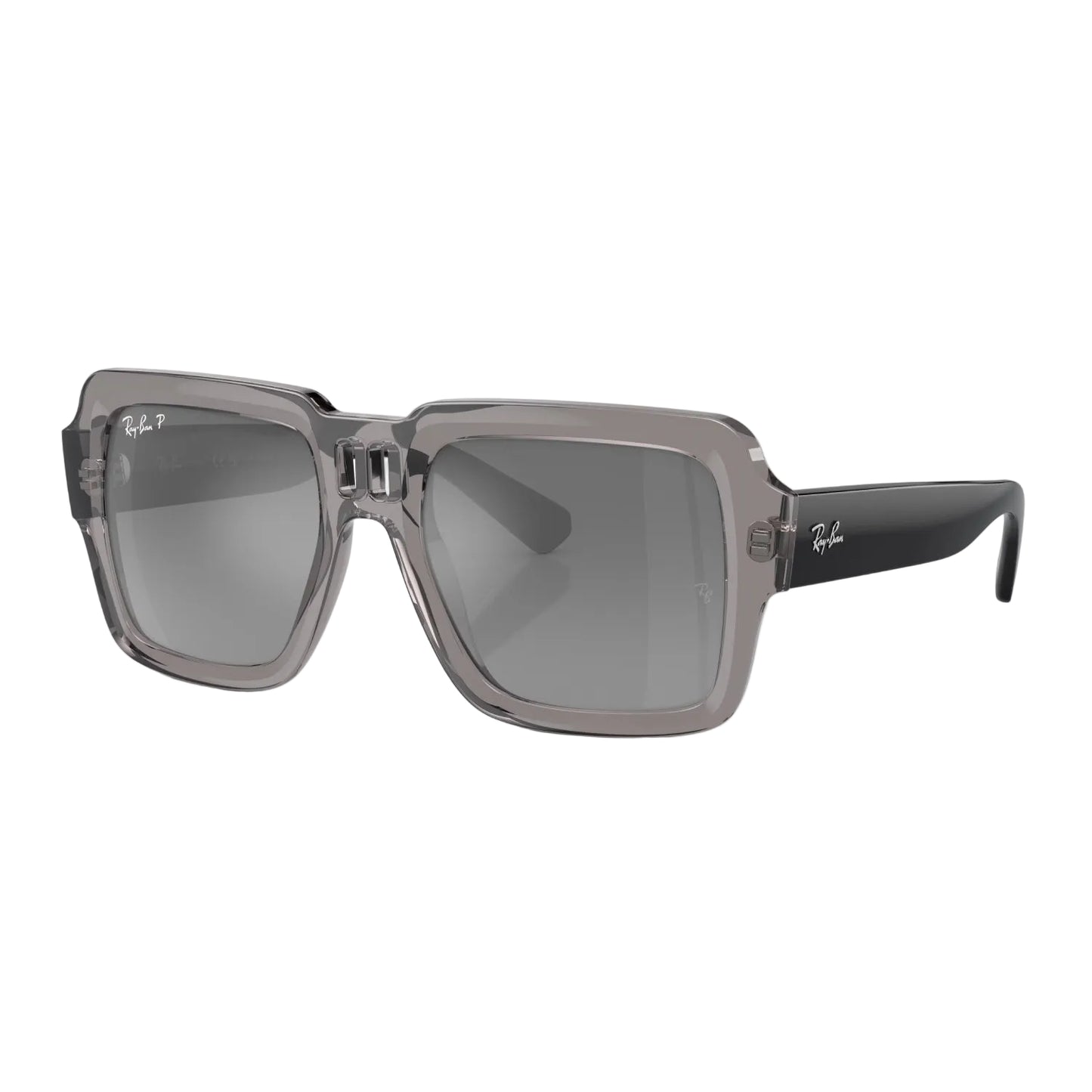 Gafas de sol unisex Ray-Ban Magellan RB4408 con degradado cuadrado: gris transparente pulido/plata/gris