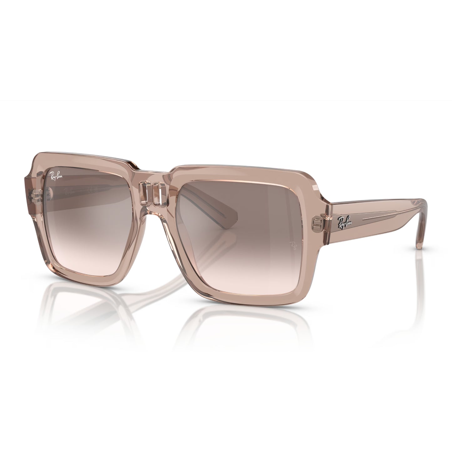 Ray-Ban Magellan Unisex RB4408 Square Gradient Sunglasses - Polished Transparent Light Brown/Silver