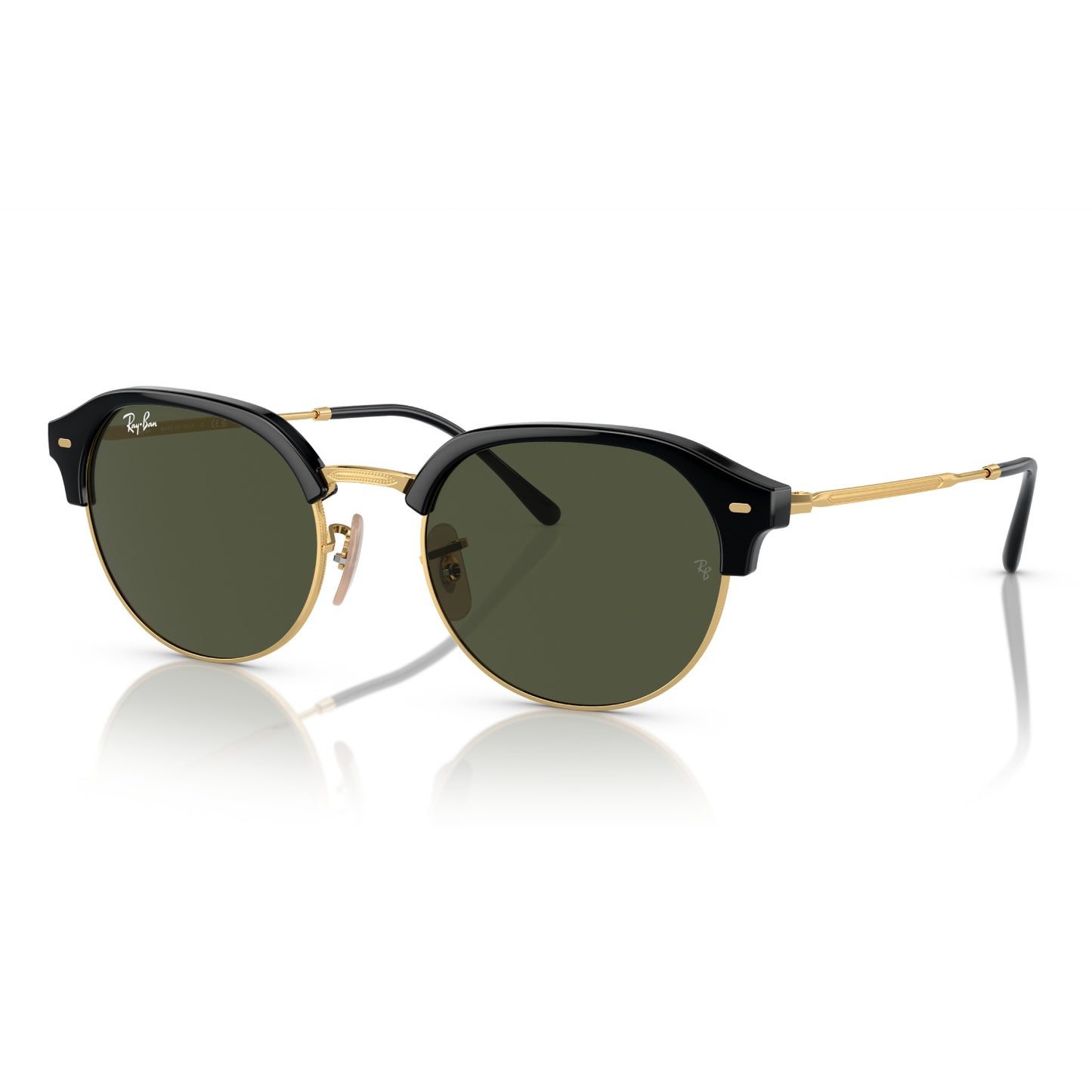 Gafas de sol clásicas unisex Ray-Ban RB4429: negro pulido sobre dorado/verde