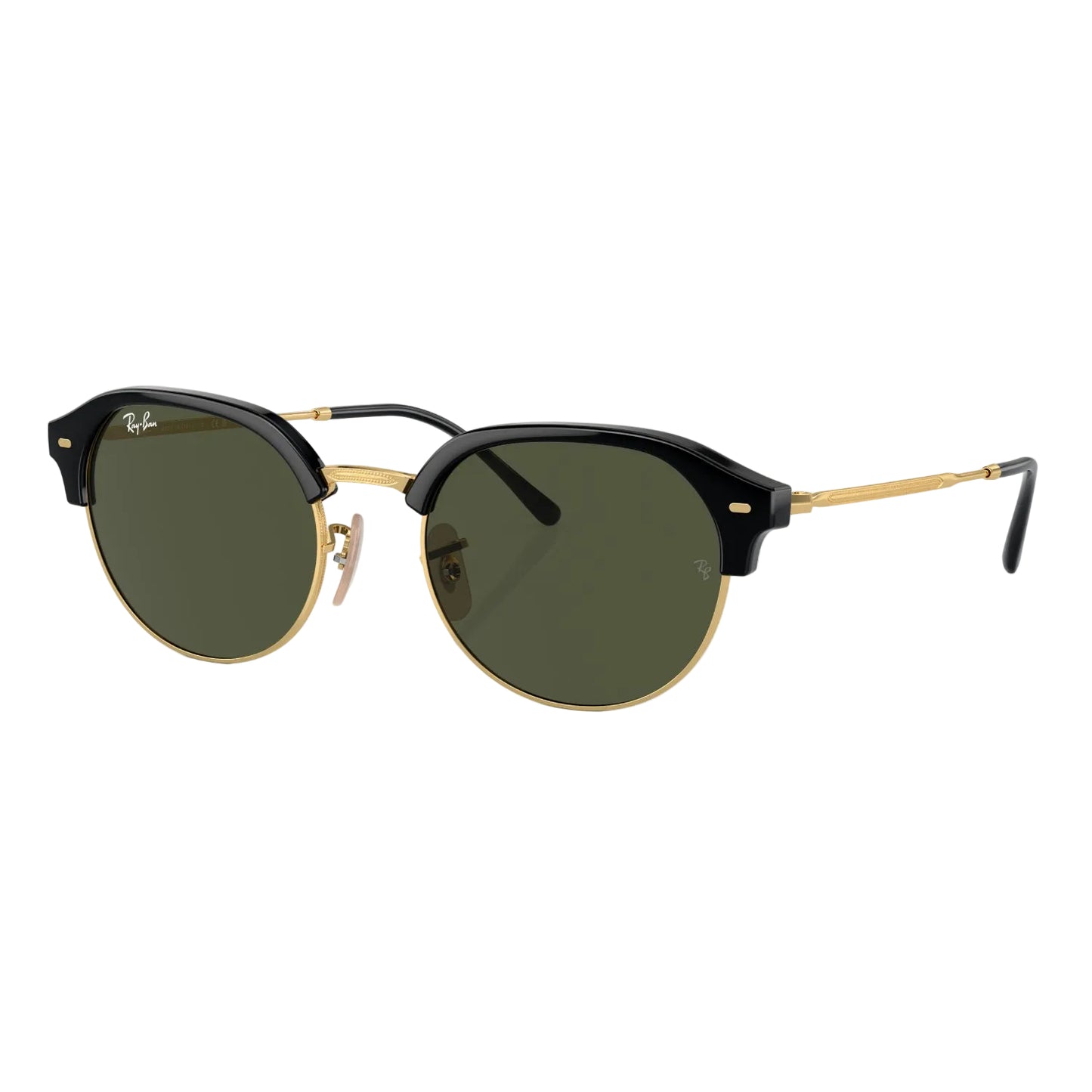 Gafas de sol clásicas unisex Ray-Ban RB4429: negro pulido sobre dorado/verde
