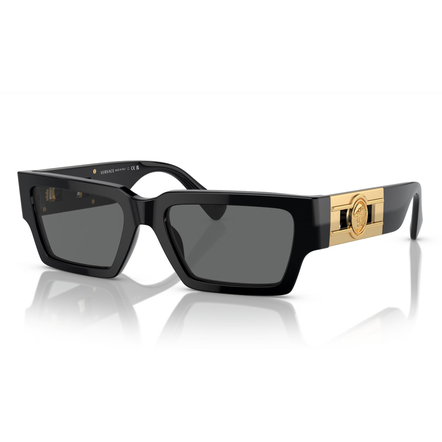 Gafas de sol unisex Versace VE4459 rectangulares de color liso - Negro/gris oscuro