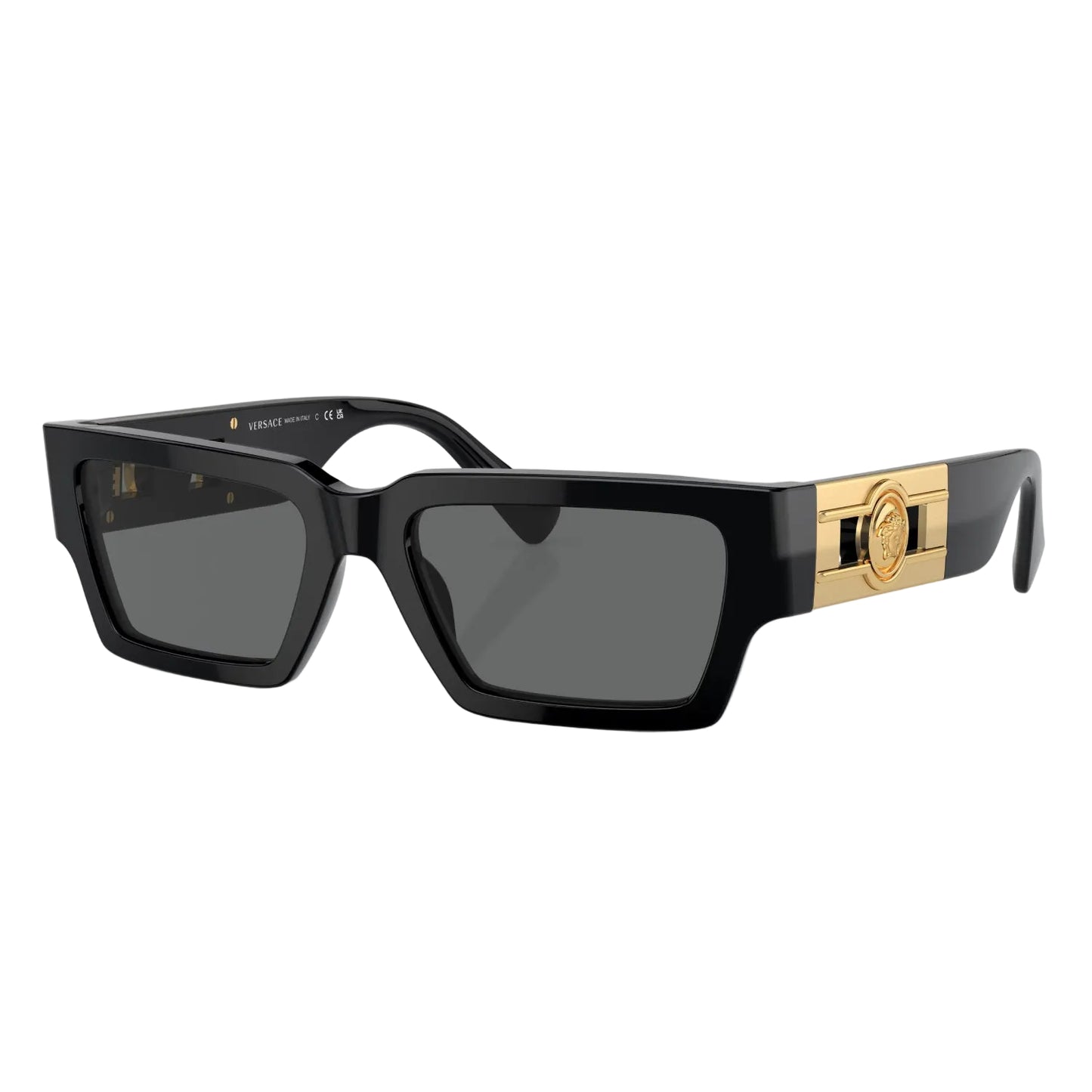 Gafas de sol unisex Versace VE4459 rectangulares de color liso - Negro/gris oscuro