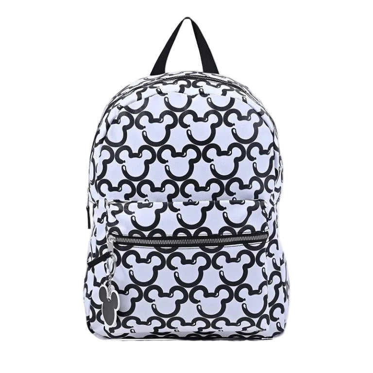 Mochila de hombro con doble correa de Minnie Mouse de 16" de Disney en vinilo - Mickey blanco