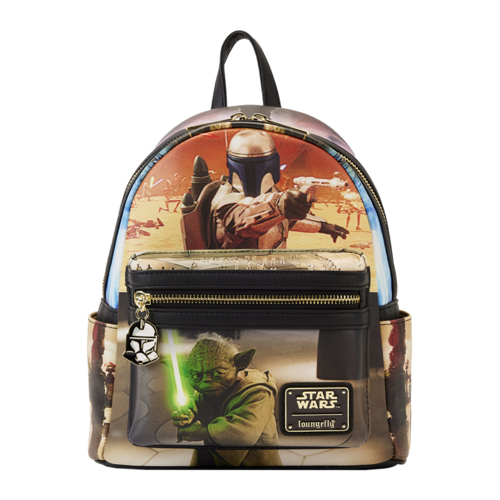 Loungefly 10" Star Wars Episode II Attack of the Clones Scene Mini Backpack in Polyurethane - Multicolor