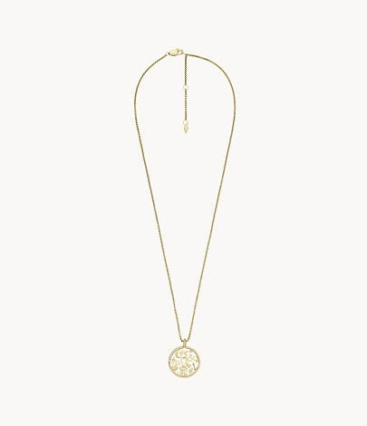 Collar con colgante de acero inoxidable para mujer Fossil Sutton Golden en tono dorado