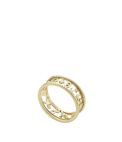 Fossil Sutton Golden Women's Stainless Steel Band Ring in Gold Tone
