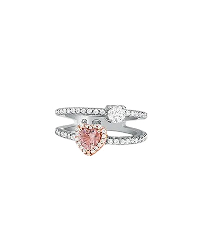 Michael Kors Women's Open Stack Heart Ring in Two-Tone Sterling Silver