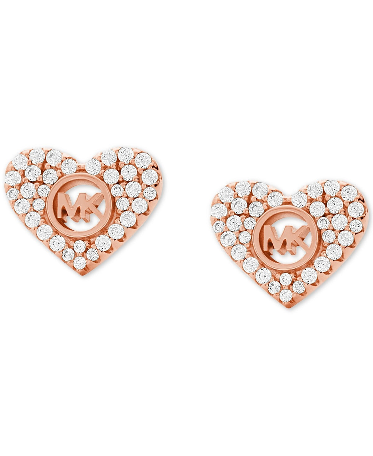 Aros con forma de corazón y pavé de Michael Kors para mujer chapados en oro rosa de 14 quilates sobre plata de ley