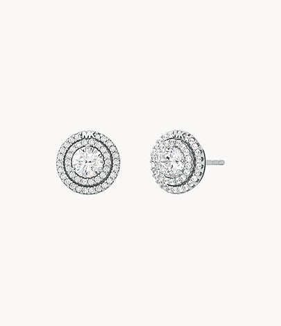 Pendientes de botón con halo Pavé de Michael Kors para mujer en plata de ley