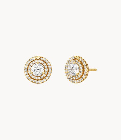 Aros con forma de halo y pavé de Michael Kors para mujer bañados en oro de 14 quilates sobre plata de ley