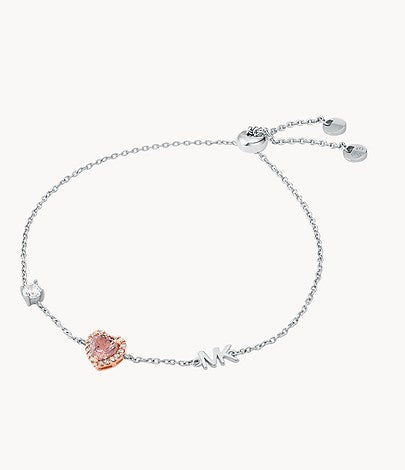 Pulsera deslizante con forma de corazón de Michael Kors para mujer en plata de ley de dos tonos