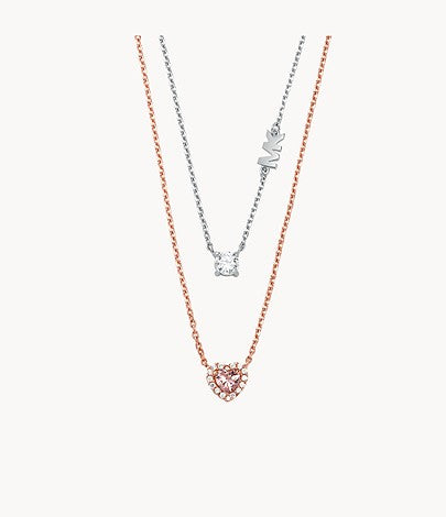 Collar de corazón de doble capa para mujer de Michael Kors en plata de ley de dos tonos