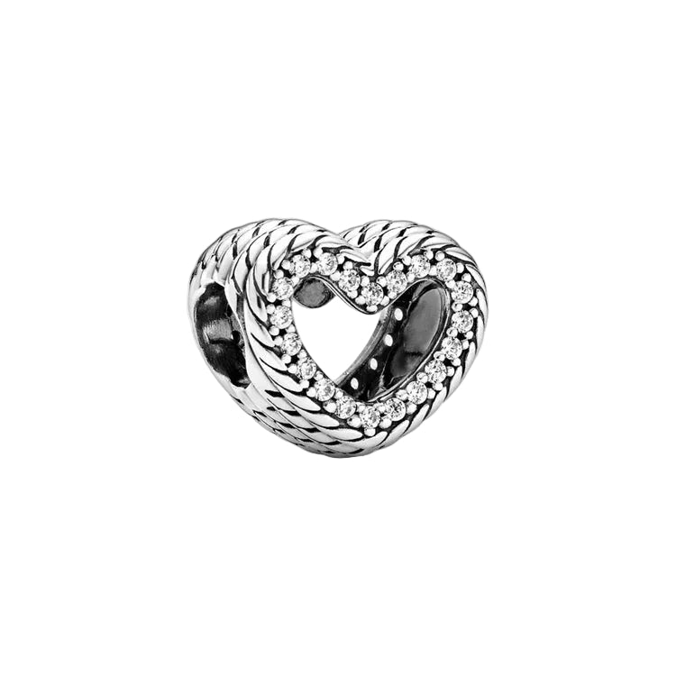 Charm de corazón abierto con diseño de cadena de serpiente de Ragazza Studio en plata de ley 925