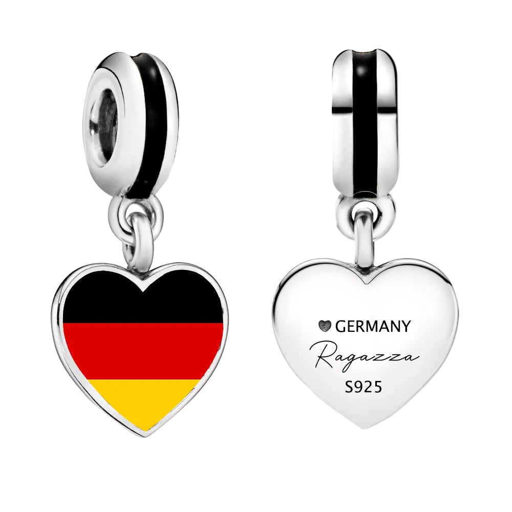 Ragazza Studio National Flag Dangling Charm in 925 Sterling Silver