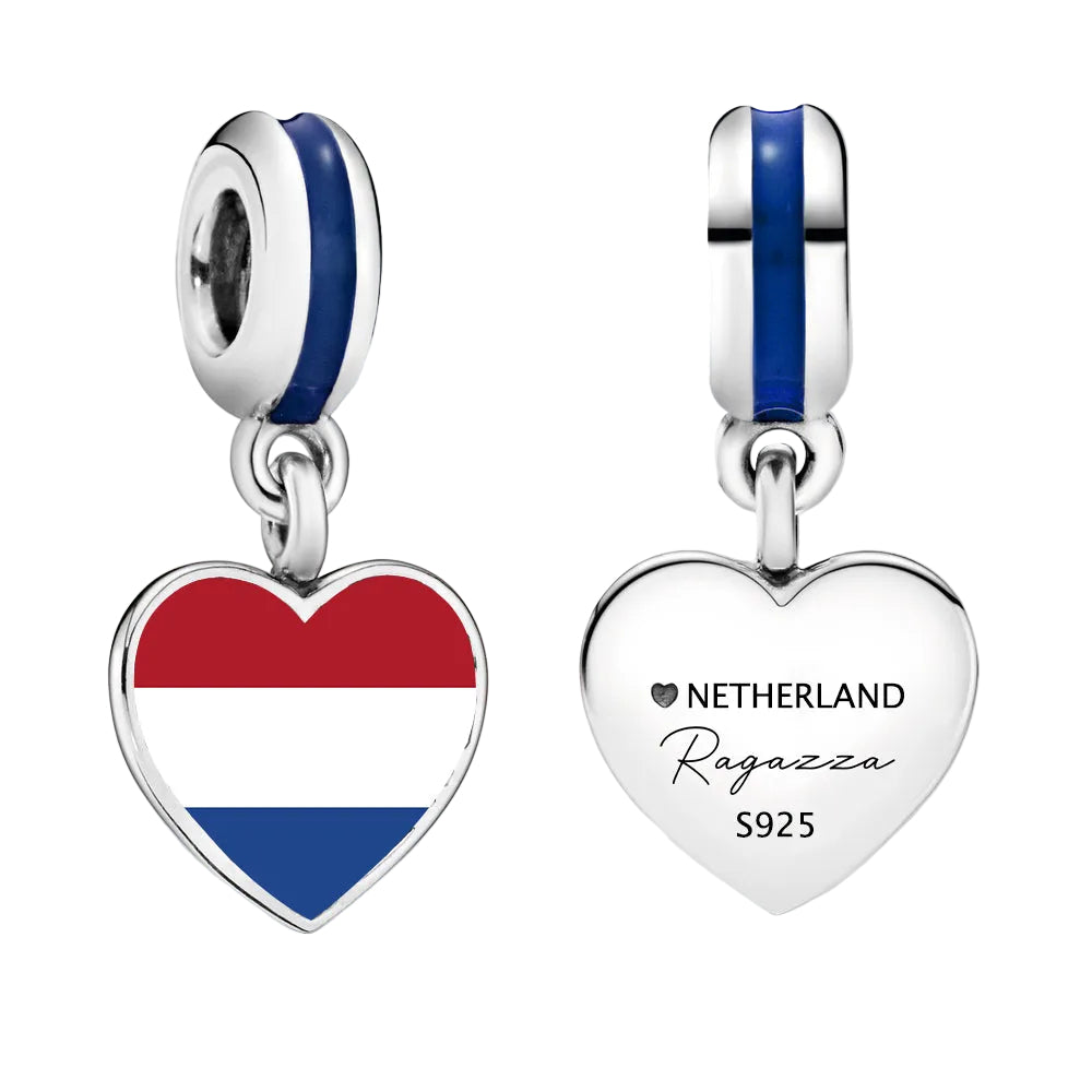 Ragazza Studio National Flag Dangling Charm in 925 Sterling Silver