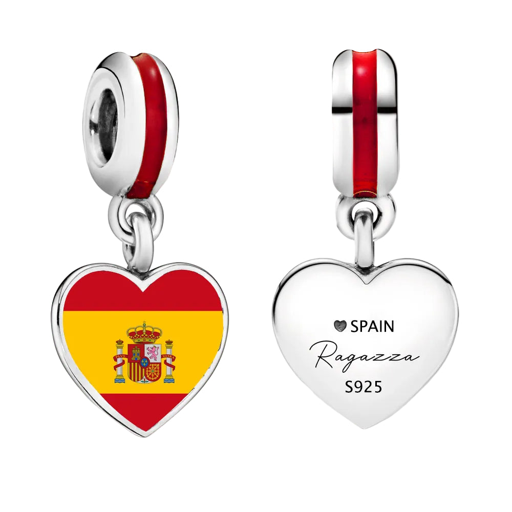 Ragazza Studio National Flag Dangling Charm in 925 Sterling Silver