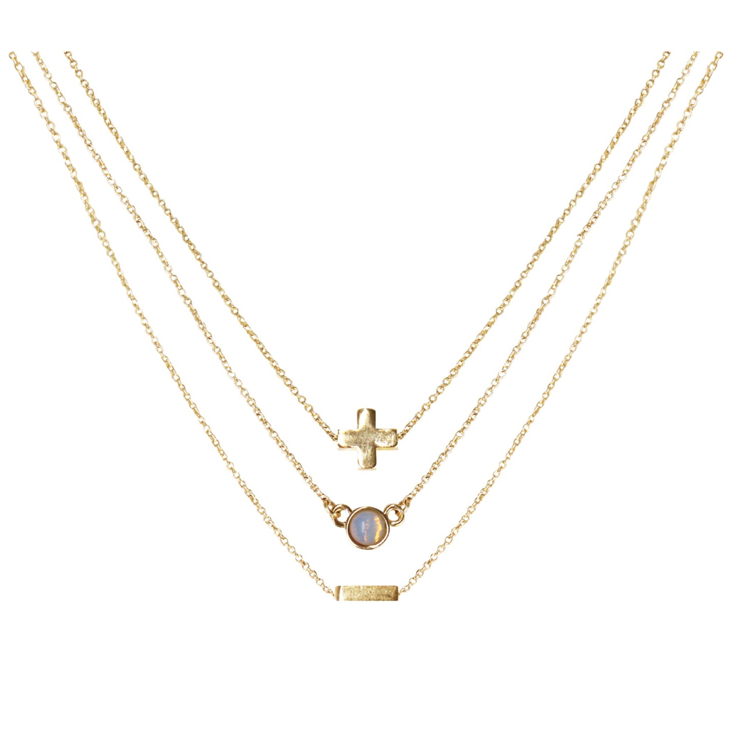 Collar chapado en oro de 18 k y ópalo de 16" cargado (juego de 3)