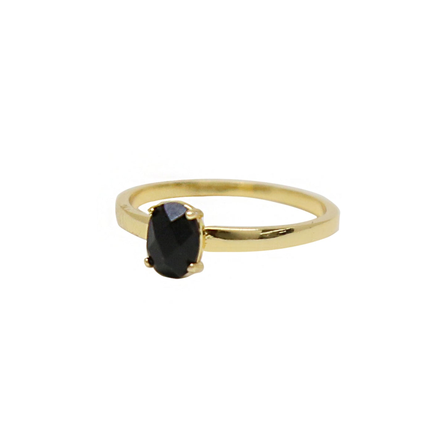 Anillo de mujer con piedra apilable en tono dorado y ojo de tigre