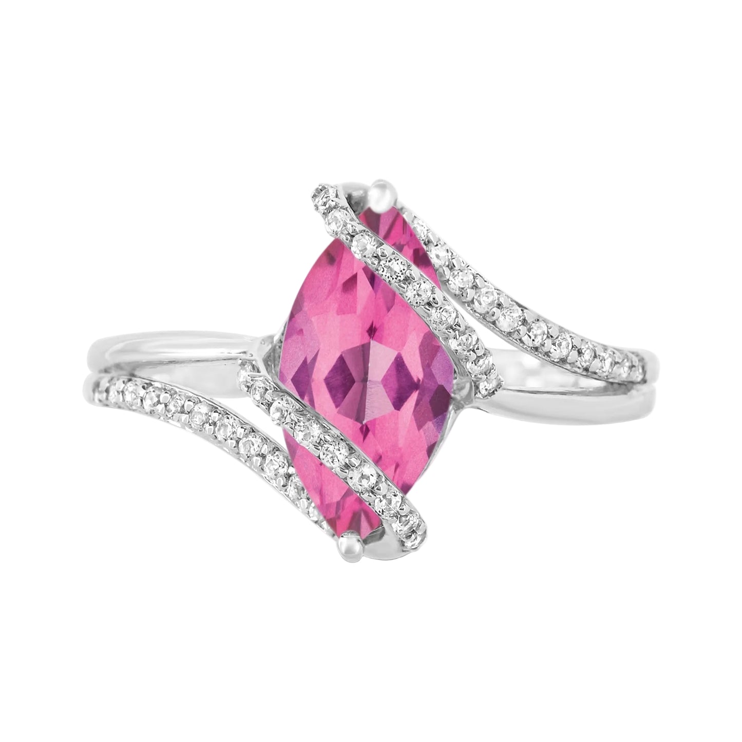 Sterling Silver Created White Topaz Ring - Size 7