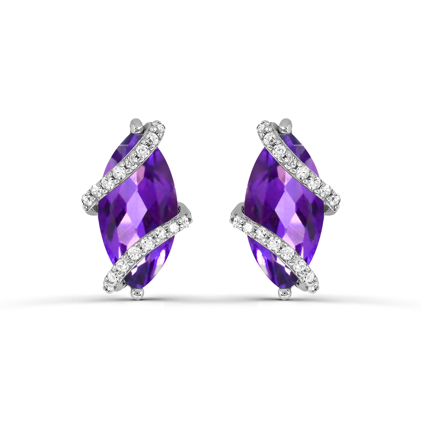 Pendientes de plata de ley con amatista y topacio blanco