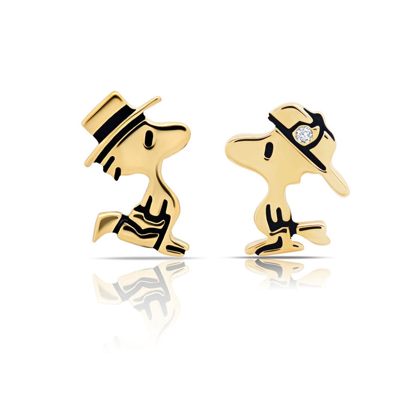 Crislu Peanuts Women's 0.5 ct. Cubic Zirconia Woodstock Stud Earrings in 18K Yellow Gold-Plated over 925 Sterling Silver