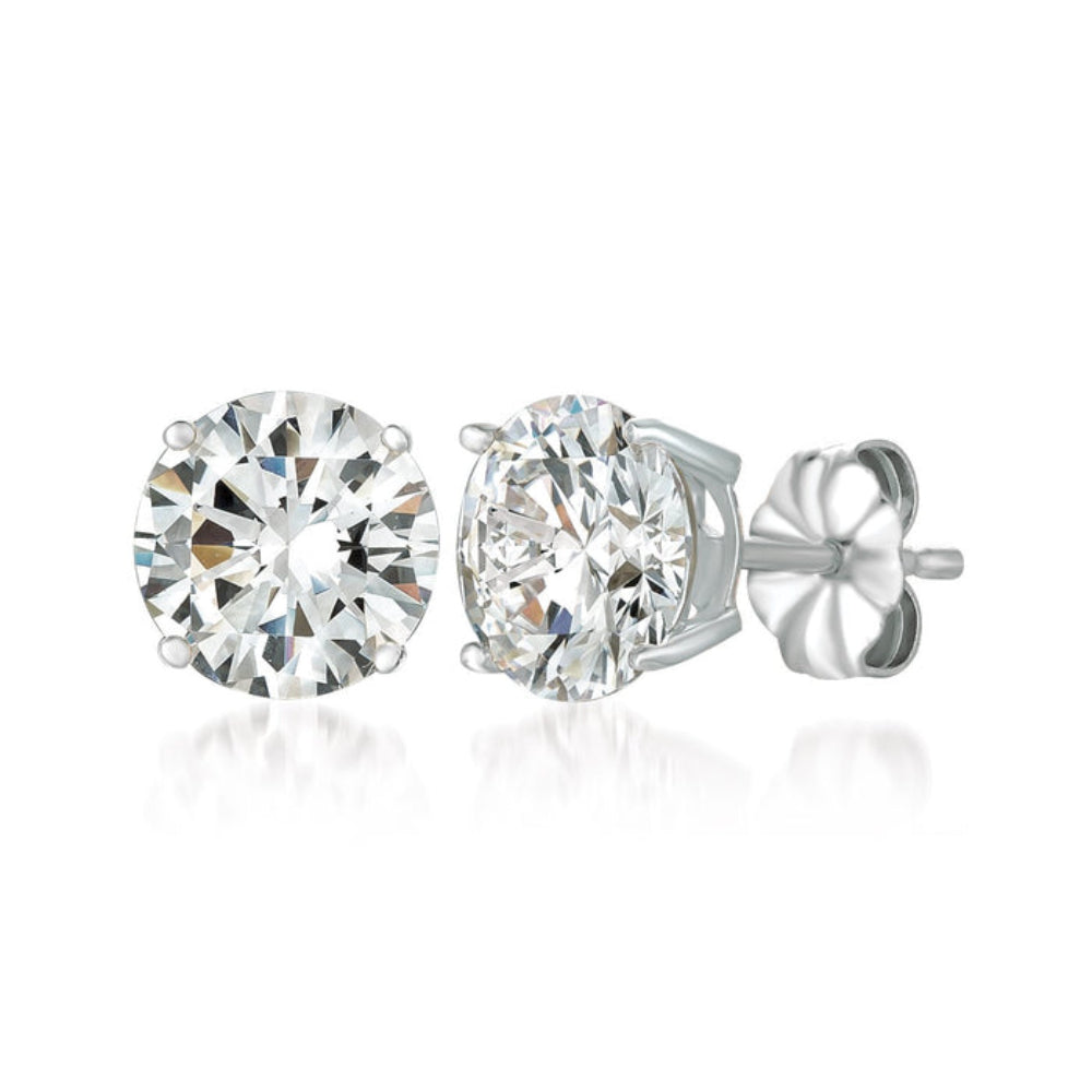 Pendientes de botón con circonitas cúbicas brillantes de 4 ct para mujer de Crislu Solitaire en plata de ley 925 bañada en oro amarillo de 18 quilates