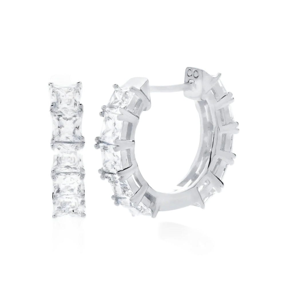 Aros de circonita cúbica de 3,6 ct para mujer de Crislu Princess en plata de ley 925 bañada en platino puro