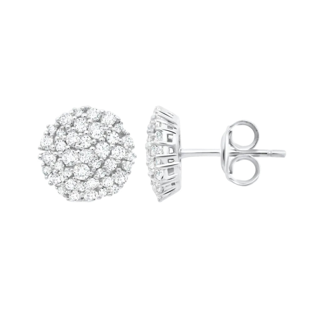 Crislu Round Glisten Women's 0.85 ct. Cubic Zirconia Stud Earrings in Pure Platinum Plated over 925 Sterling Silver