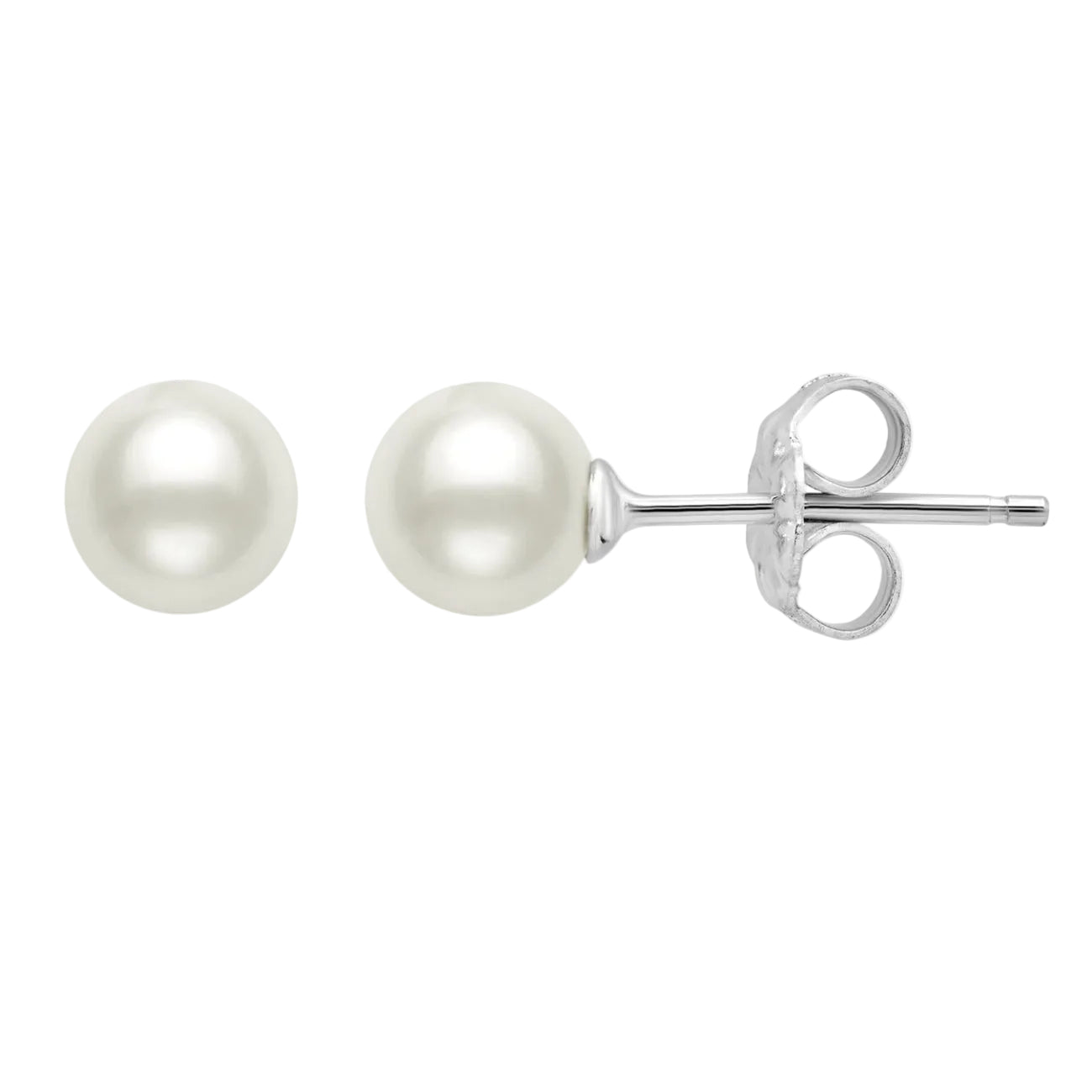 Crislu Women's Genuine Pearl Stud Earrings in Platinum-Plated over Sterling Silver