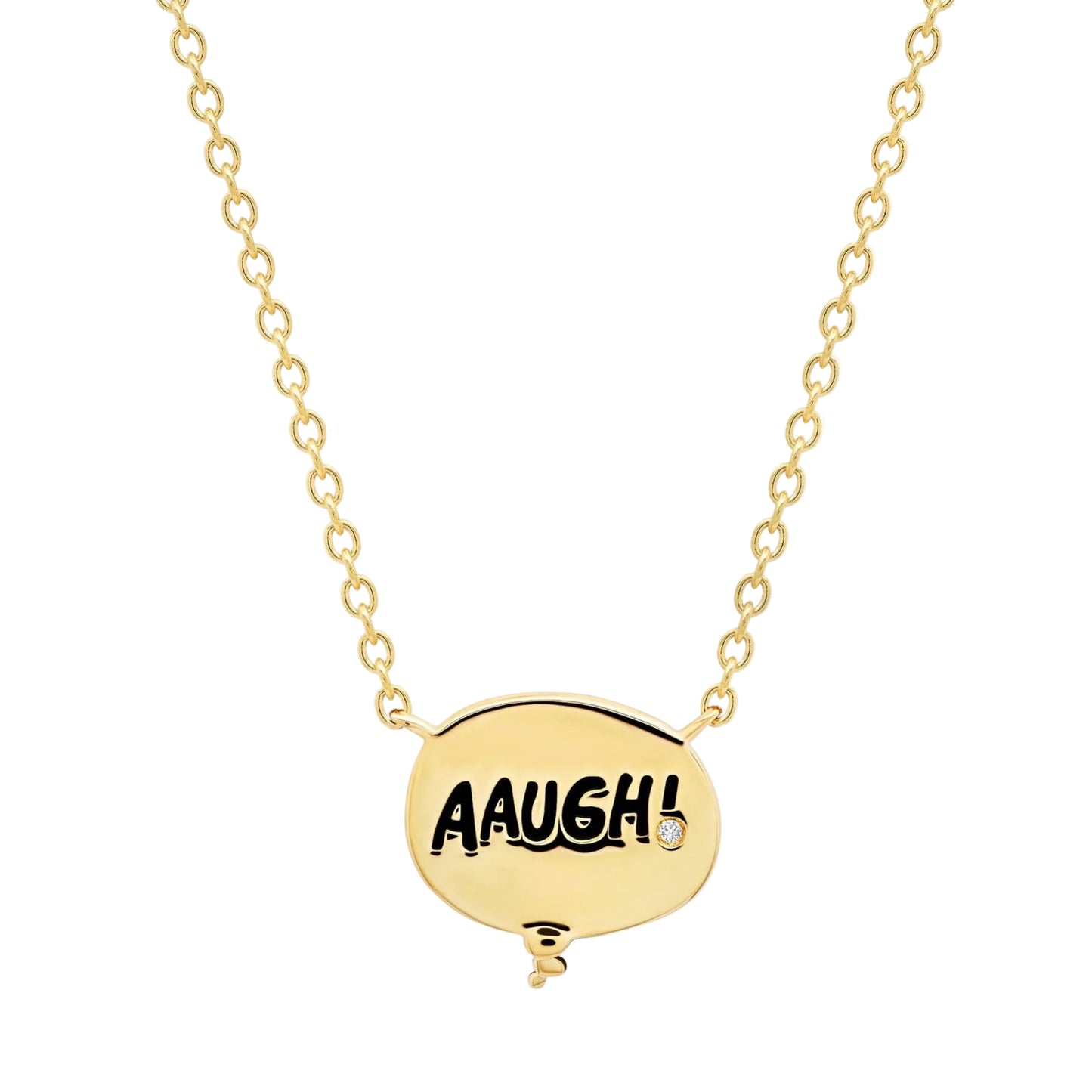 Crislu Peanuts 0.1 ct. Cubic Zirconia AAUGH! Thought Balloon Necklace in 925 Sterling Silver