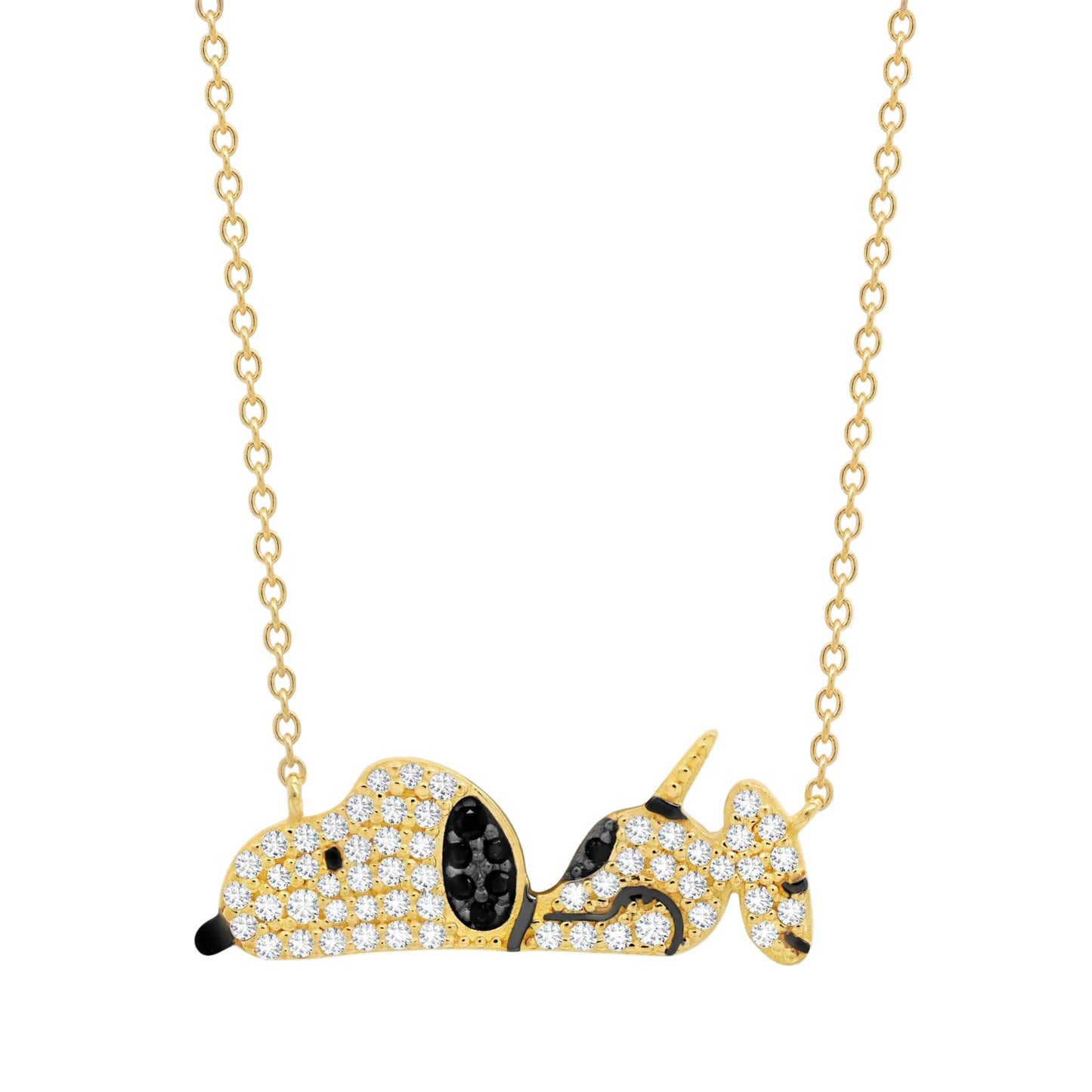 Crislu Peanuts 0.15 ct. Cubic Zirconia Snoopy Laying Down Necklace in 925 Sterling Silver