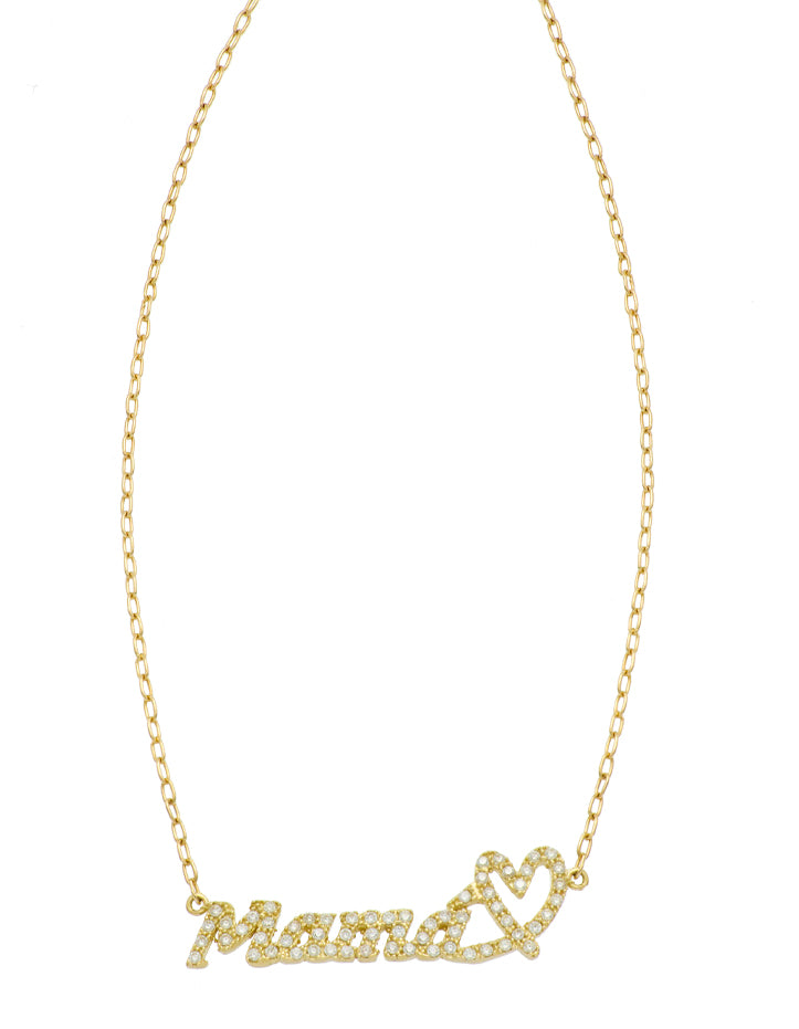 Cadena de corazón "Mamá" en oro amarillo de 14 quilates