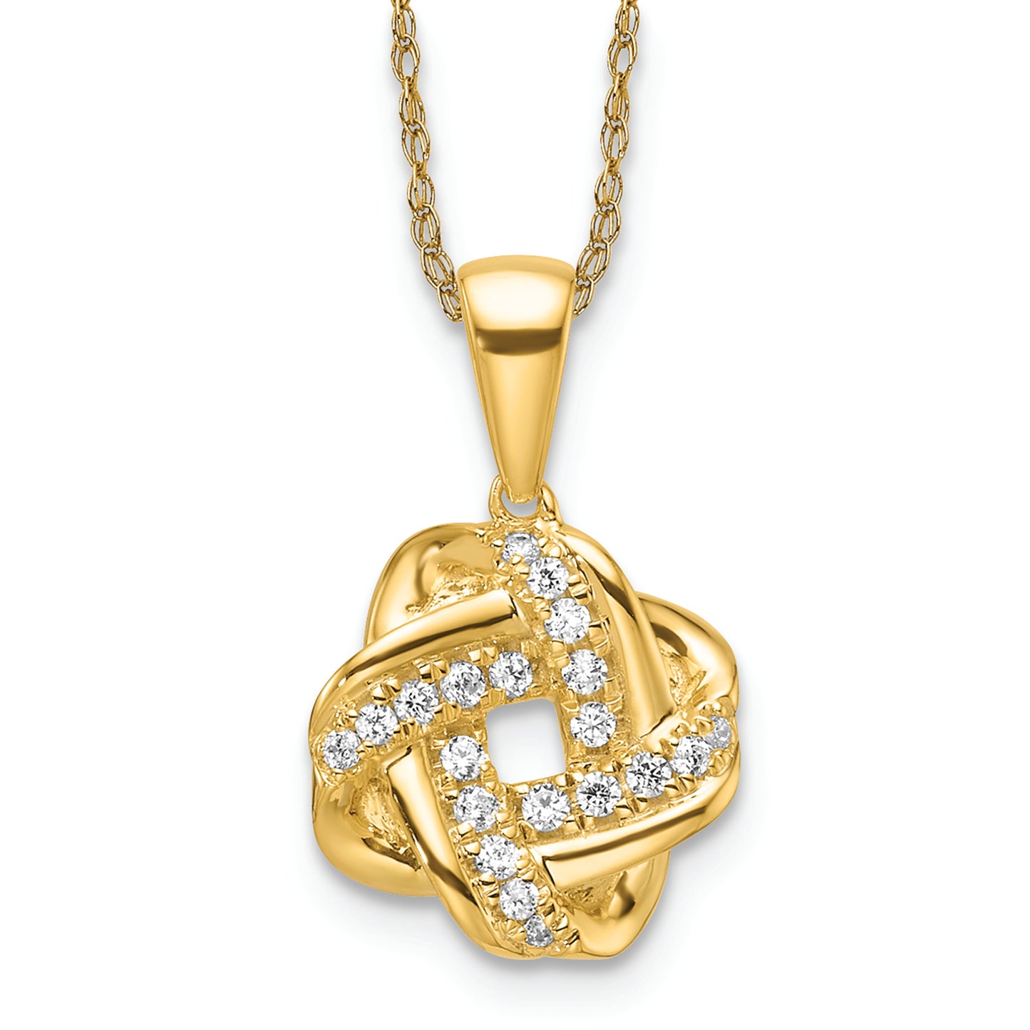 14k Yellow Gold Diamond Accent Knot Necklace